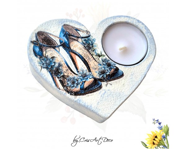 Suport decorativ pentru lumanare - pantofi cu flori 131959